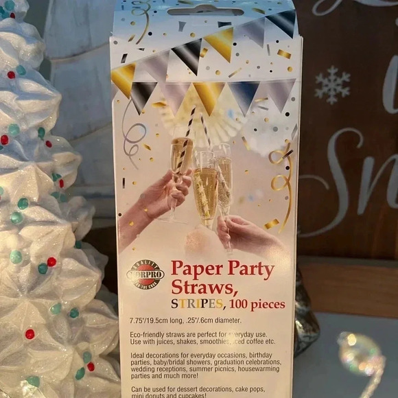 Norpro Striped  Paper Party Straws - 100 Ct - Picture 4 of 4